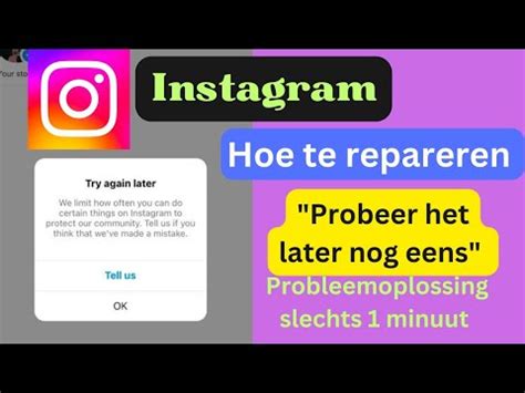 foutmelding instagram probeer het later opnieuw|Problemen oplossen 